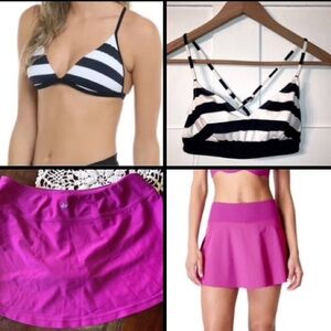 Prana Skort Bottom GAP Body Black White Striped String Bikini Top Size XS